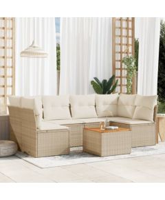 vidaXL 7-częsciowy zestaw wypoczynkowy do ogrodu, z poduszkami, beżowy Dārza mēbeļu komplekti