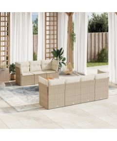 vidaXL 6-częsciowy zestaw mebli ogrodowych z poduszkami, beżowy, polirattan Dārza mēbeļu komplekti