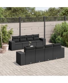 vidaXL 9-częsciowy zestaw wypoczynkowy do ogrodu, z poduszkami, czarny Dārza mēbeļu komplekti