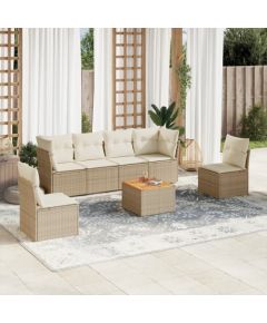 vidaXL 7-częsciowy zestaw wypoczynkowy do ogrodu, z poduszkami, beżowy Dārza mēbeļu komplekti