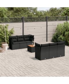 vidaXL 7-częsciowy zestaw wypoczynkowy do ogrodu, z poduszkami, czarny Dārza mēbeļu komplekti