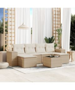 vidaXL 7-częsciowy zestaw wypoczynkowy do ogrodu, z poduszkami, beżowy Dārza mēbeļu komplekti