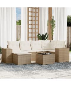 vidaXL 7-częsciowy zestaw wypoczynkowy do ogrodu, z poduszkami, beżowy Dārza mēbeļu komplekti