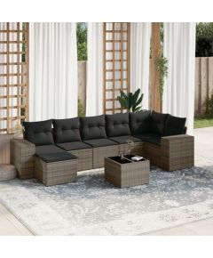 vidaXL 8-częsciowy zestaw mebli ogrodowych z poduszkami, szary, polirattan Dārza mēbeļu komplekti