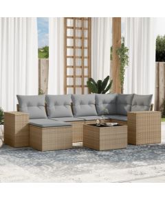 vidaXL 7-częsciowy zestaw wypoczynkowy do ogrodu, z poduszkami, beżowy Dārza mēbeļu komplekti