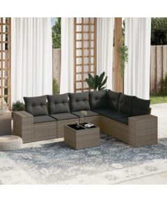 vidaXL 7-częsciowy zestaw wypoczynkowy do ogrodu, z poduszkami, szary Dārza mēbeļu komplekti