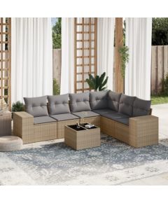 vidaXL 7-częsciowy zestaw wypoczynkowy do ogrodu, z poduszkami, beżowy Dārza mēbeļu komplekti