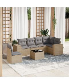 vidaXL 7-częsciowy zestaw wypoczynkowy do ogrodu, z poduszkami, beżowy Dārza mēbeļu komplekti