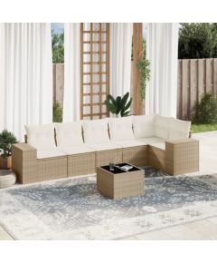 vidaXL 7-częsciowy zestaw wypoczynkowy do ogrodu, z poduszkami, beżowy Dārza mēbeļu komplekti