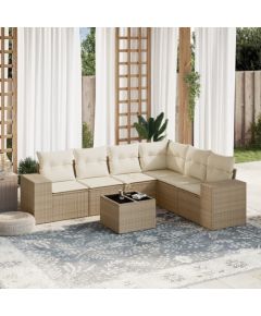 vidaXL 7-częsciowy zestaw wypoczynkowy do ogrodu, z poduszkami, beżowy Dārza mēbeļu komplekti