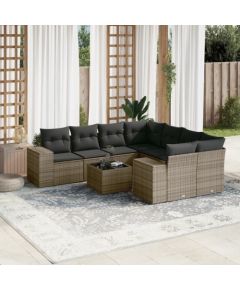 vidaXL 9-częsciowy zestaw mebli ogrodowych z poduszkami, szary, polirattan Dārza mēbeļu komplekti