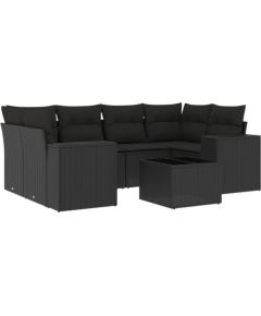 vidaXL 7-częsciowy zestaw wypoczynkowy do ogrodu, z poduszkami, czarny Dārza mēbeļu komplekti