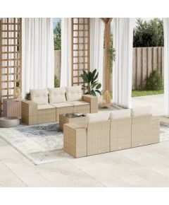 vidaXL 7-częsciowy zestaw wypoczynkowy do ogrodu, z poduszkami, beżowy Dārza mēbeļu komplekti