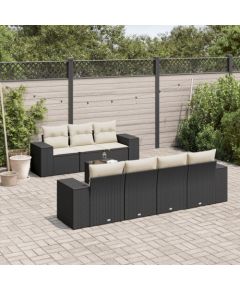 vidaXL 8-częsciowy zestaw wypoczynkowy do ogrodu, z poduszkami, czarny Dārza mēbeļu komplekti