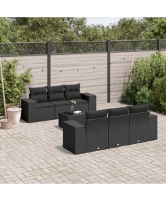 vidaXL 7-częsciowy zestaw wypoczynkowy do ogrodu, z poduszkami, czarny Dārza mēbeļu komplekti
