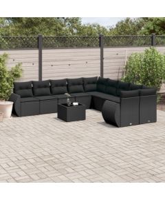 vidaXL 11-częściowy zestaw wypoczynkowy do ogrodu, poduszki czarny rattan PE Dārza mēbeļu komplekti