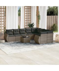 vidaXL 10-częściowy zestaw wypoczynkowy do ogrodu, z poduszkami, szary Dārza mēbeļu komplekti