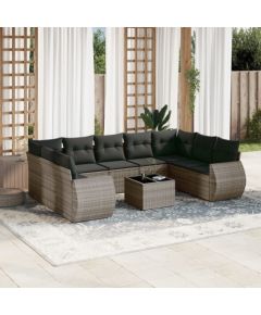 vidaXL 10-częściowy zestaw wypoczynkowy do ogrodu, z poduszkami, szary Dārza mēbeļu komplekti