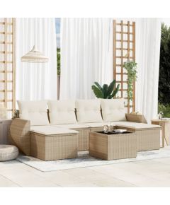 vidaXL 7-częściowy zestaw wypoczynkowy do ogrodu, z poduszkami, beżowy Dārza mēbeļu komplekti