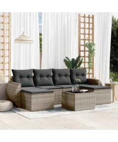 vidaXL 7-częściowy zestaw wypoczynkowy do ogrodu, z poduszkami, szary Dārza mēbeļu komplekti