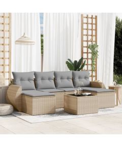 vidaXL 7-częściowy zestaw wypoczynkowy do ogrodu, z poduszkami, beżowy Dārza mēbeļu komplekti