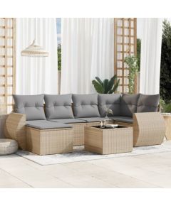 vidaXL 7-częściowy zestaw wypoczynkowy do ogrodu, z poduszkami, beżowy Dārza mēbeļu komplekti