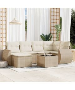 vidaXL 7-częściowy zestaw wypoczynkowy do ogrodu, z poduszkami, beżowy Dārza mēbeļu komplekti