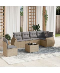 vidaXL 7-częściowy zestaw wypoczynkowy do ogrodu, z poduszkami, beżowy Dārza mēbeļu komplekti