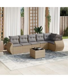 vidaXL 7-częściowy zestaw wypoczynkowy do ogrodu, z poduszkami, beżowy Dārza mēbeļu komplekti