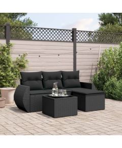 vidaXL 5-częściowy zestaw wypoczynkowy do ogrodu, poduszki, czarny rattan PE Dārza mēbeļu komplekti