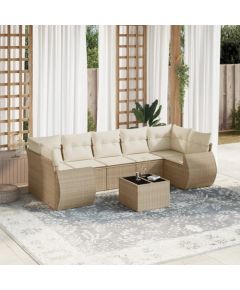 vidaXL 8-częściowy zestaw mebli ogrodowych z poduszkami, beżowy, polirattan Dārza mēbeļu komplekti