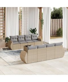 vidaXL 9-częściowy zestaw mebli ogrodowych z poduszkami, beżowy, polirattan Dārza mēbeļu komplekti