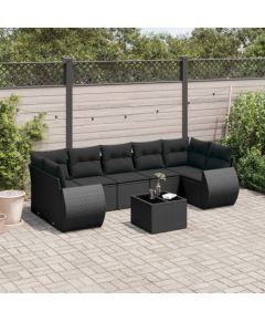 vidaXL 8-częściowy zestaw wypoczynkowy do ogrodu, z poduszkami, czarny Dārza mēbeļu komplekti