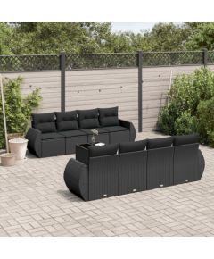 vidaXL 9-częściowy zestaw wypoczynkowy do ogrodu, z poduszkami, czarny Dārza mēbeļu komplekti