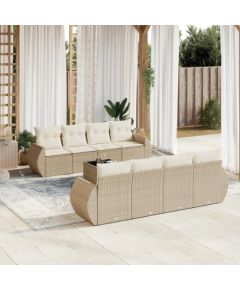 vidaXL 9-częściowy zestaw mebli ogrodowych z poduszkami, beżowy, polirattan Dārza mēbeļu komplekti