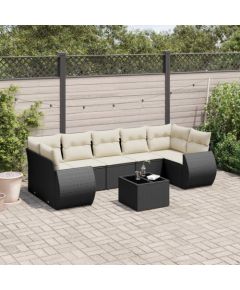 vidaXL 8-częściowy zestaw wypoczynkowy do ogrodu, z poduszkami, czarny Dārza mēbeļu komplekti