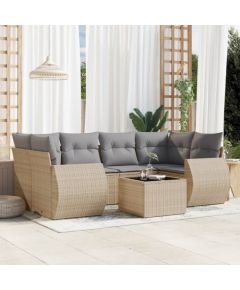 vidaXL 7-częściowy zestaw wypoczynkowy do ogrodu, z poduszkami, beżowy Dārza mēbeļu komplekti