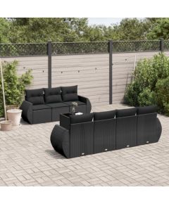 vidaXL 8-częściowy zestaw wypoczynkowy do ogrodu, z poduszkami, czarny Dārza mēbeļu komplekti