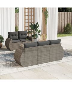 vidaXL 6-częsciowy zestaw mebli ogrodowych z poduszkami, szary, polirattan Dārza mēbeļu komplekti