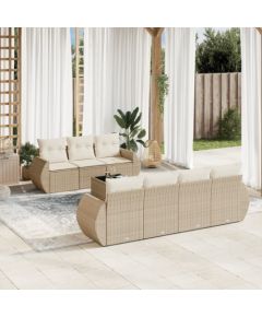 vidaXL 8-częściowy zestaw mebli ogrodowych z poduszkami, beżowy, polirattan Dārza mēbeļu komplekti