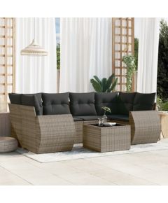 vidaXL 7-częściowy zestaw wypoczynkowy do ogrodu, z poduszkami, szary Dārza mēbeļu komplekti