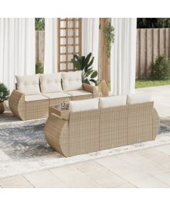 vidaXL 7-częsciowy zestaw wypoczynkowy do ogrodu, z poduszkami, beżowy Dārza mēbeļu komplekti