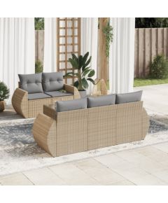 vidaXL 6-częsciowy zestaw mebli ogrodowych z poduszkami, beżowy, polirattan Dārza mēbeļu komplekti