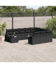 vidaXL 11-częściowy zestaw wypoczynkowy do ogrodu, poduszki czarny rattan PE Dārza mēbeļu komplekti