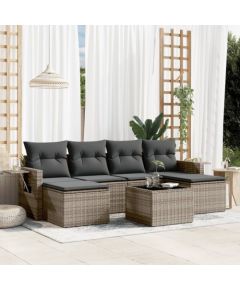 vidaXL 7-częściowy zestaw wypoczynkowy do ogrodu, z poduszkami, szary Dārza mēbeļu komplekti