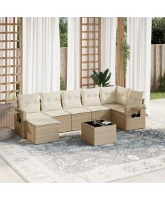 vidaXL 8-częsciowy zestaw mebli ogrodowych z poduszkami, beżowy, polirattan Dārza mēbeļu komplekti