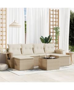 vidaXL 7-częściowy zestaw wypoczynkowy do ogrodu, z poduszkami, beżowy Dārza mēbeļu komplekti