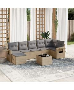 vidaXL 8-częsciowy zestaw mebli ogrodowych z poduszkami, beżowy, polirattan Dārza mēbeļu komplekti