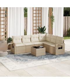 vidaXL 7-częściowy zestaw wypoczynkowy do ogrodu, z poduszkami, beżowy Dārza mēbeļu komplekti