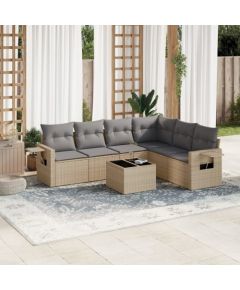 vidaXL 7-częściowy zestaw wypoczynkowy do ogrodu, z poduszkami, beżowy Dārza mēbeļu komplekti